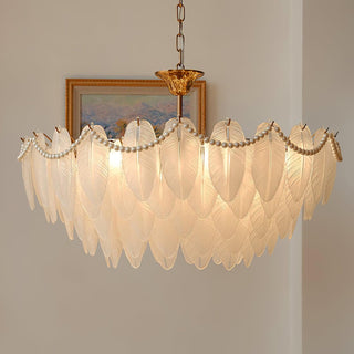 Texture Glass Leaf Airy Glass Chandelier