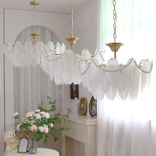 Texture Glass Leaf Airy Glass Chandelier
