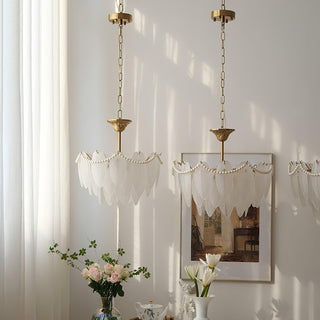 Texture Glass Leaf Airy Glass Chandelier