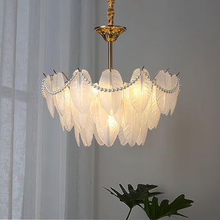 Texture Glass Leaf Airy Glass Chandelier