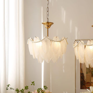 Texture Glass Leaf Airy Glass Chandelier