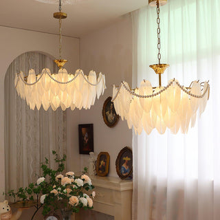 Texture Glass Leaf Airy Glass Chandelier