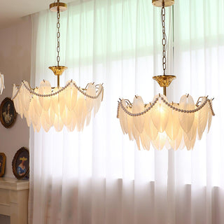 Texture Glass Leaf Airy Glass Chandelier