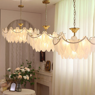 Texture Glass Leaf Airy Glass Chandelier