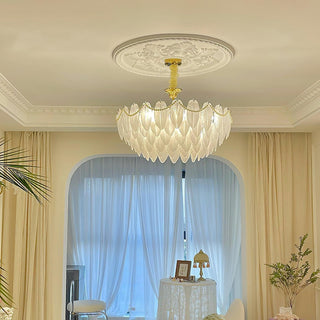 Texture Glass Leaf Airy Glass Chandelier