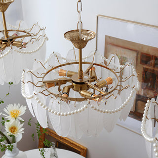 Texture Glass Leaf Airy Glass Chandelier