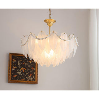Texture Glass Leaf Airy Glass Chandelier