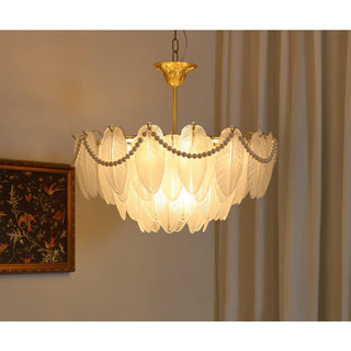 Texture Glass Leaf Airy Glass Chandelier