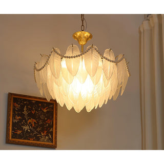 Texture Glass Leaf Airy Glass Chandelier