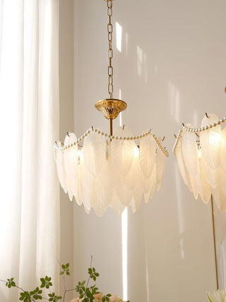 Texture Glass Leaf Airy Glass Chandelier