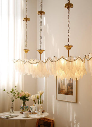 Texture Glass Leaf Airy Glass Chandelier