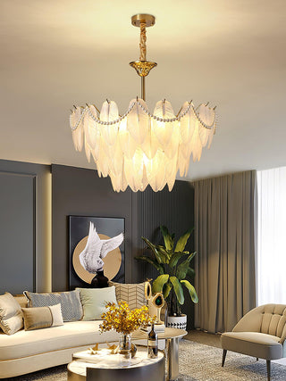 Texture Glass Leaf Airy Glass Chandelier