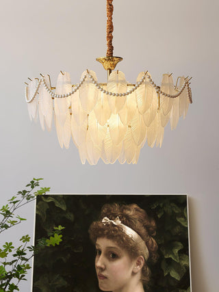 Texture Glass Leaf Airy Glass Chandelier