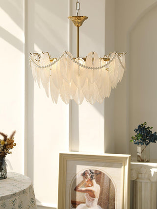 Texture Glass Leaf Airy Glass Chandelier