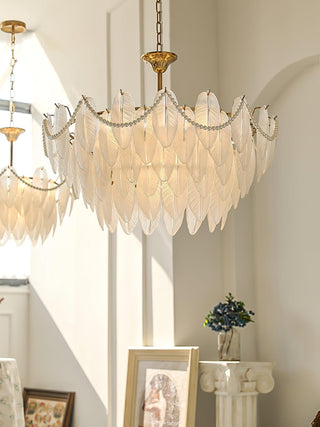 Texture Glass Leaf Airy Glass Chandelier