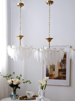 Texture Glass Leaf Airy Glass Chandelier