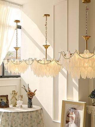 Texture Glass Leaf Airy Glass Chandelier