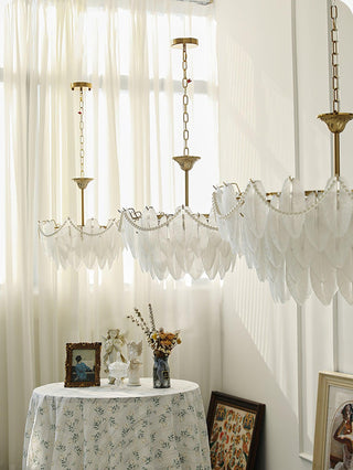 Texture Glass Leaf Airy Glass Chandelier