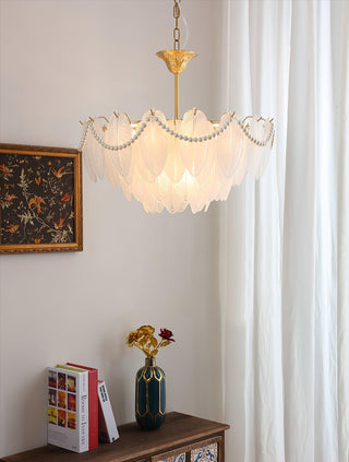 Texture Glass Leaf Airy Glass Chandelier