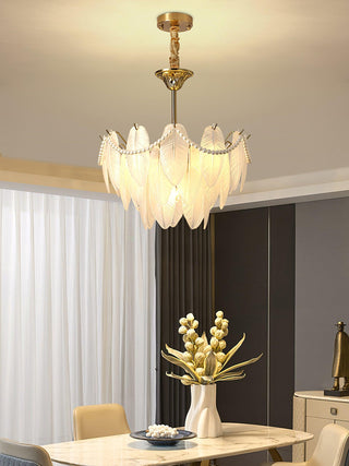 Texture Glass Leaf Airy Glass Chandelier