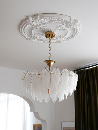 Texture Glass Leaf Airy Glass Chandelier