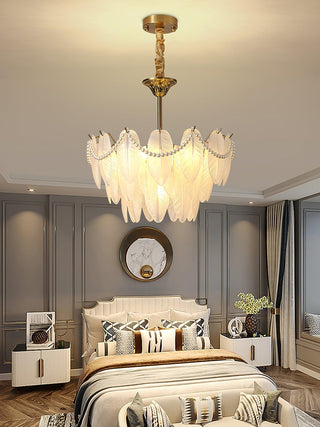 Texture Glass Leaf Airy Glass Chandelier