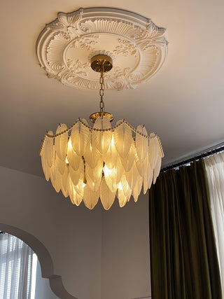 Texture Glass Leaf Airy Glass Chandelier