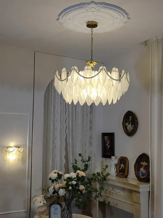 Texture Glass Leaf Airy Glass Chandelier