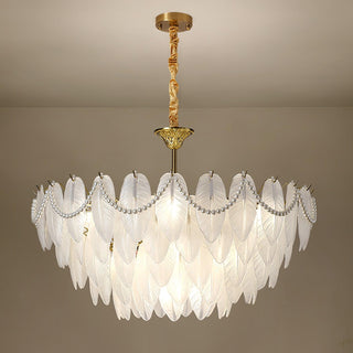 Texture Glass Leaf Airy Glass Chandelier