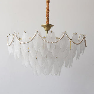 Texture Glass Leaf Airy Glass Chandelier