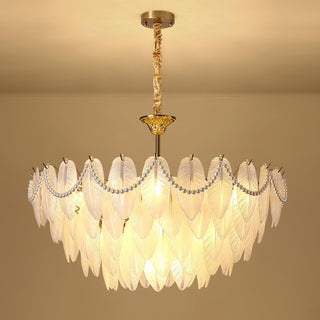 Texture Glass Leaf Airy Glass Chandelier