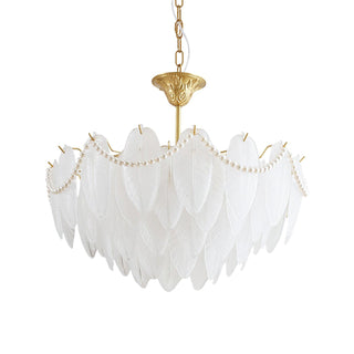 Texture Glass Leaf Airy Glass Chandelier