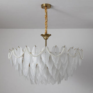 Texture Glass Leaf Airy Glass Chandelier