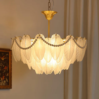 Texture Glass Leaf Airy Glass Chandelier