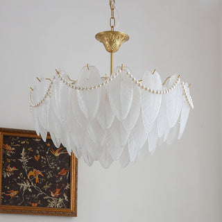 Texture Glass Leaf Airy Glass Chandelier