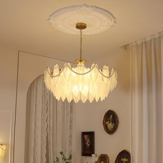 Texture Glass Leaf Airy Glass Chandelier
