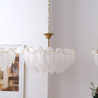 Texture Glass Leaf Airy Glass Chandelier
