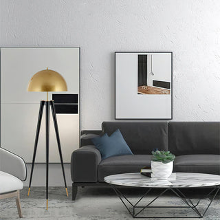 Three Legged Gold Gong Modern Iron Floor Light
