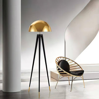 Three Legged Gold Gong Modern Iron Floor Light