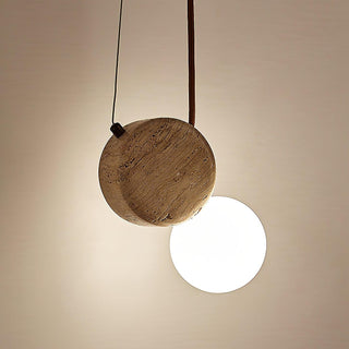 Tranquil Glow Minimalist Travertine Pendant Light