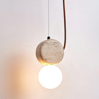 Tranquil Glow Minimalist Travertine Pendant Light