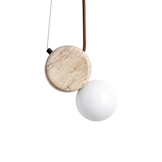 Tranquil Glow Minimalist Travertine Pendant Light