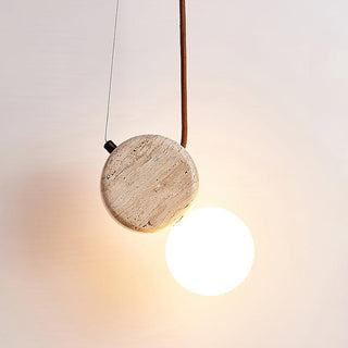 Tranquil Glow Minimalist Travertine Pendant Light
