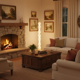 Lira Stacked Alabaster Floor Lamp