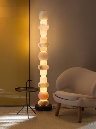 Lira Stacked Alabaster Floor Lamp