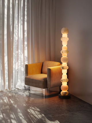 Lira Stacked Alabaster Floor Lamp