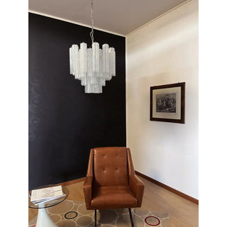 Tronchi Tiered White Swirl Glass Chandelier