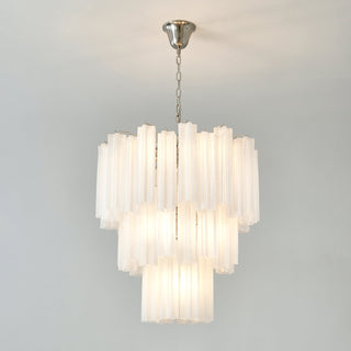 Tronchi Tiered White Swirl Glass Chandelier