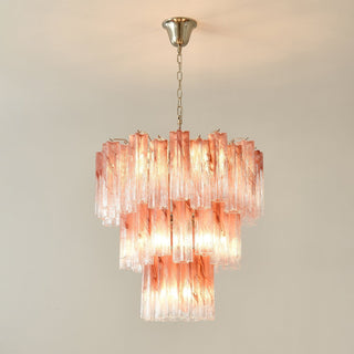 Tronchi Tiered White Swirl Glass Chandelier