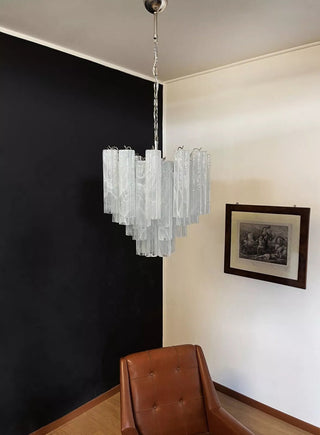 Tronchi Tiered White Swirl Glass Chandelier